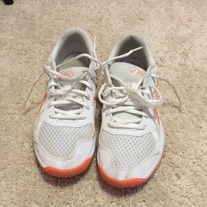 ASICS Upcourt 6 Volleyball Shoes - White/Vivid Coral